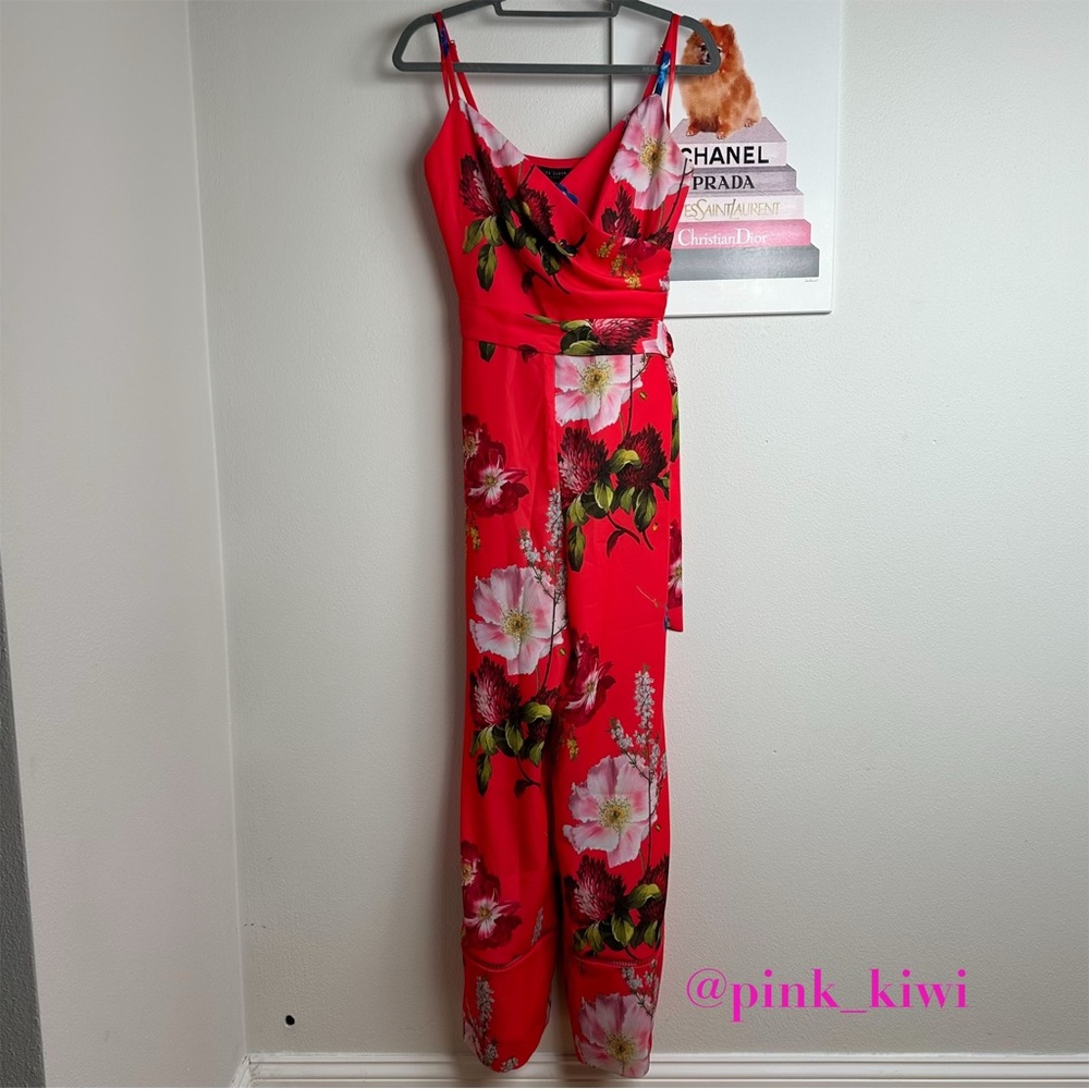 Ted Baker Piiper Berry Sundae Floral Wrap Jumpsuit - Picture 13 of 17